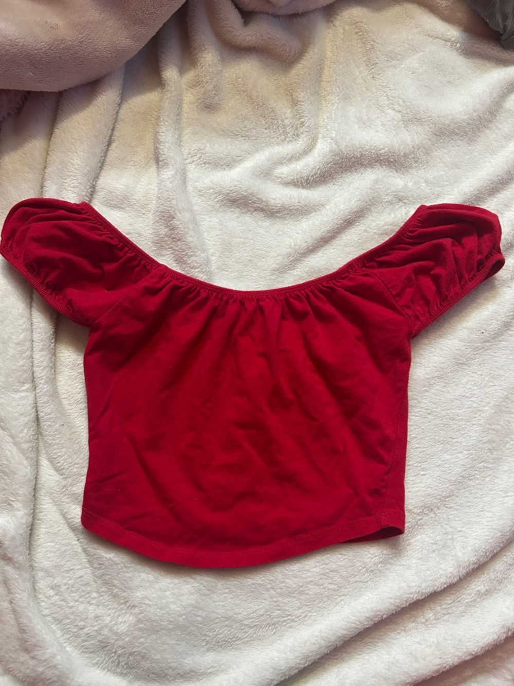 Bozzolo Red Off-Shoulder Crop Top